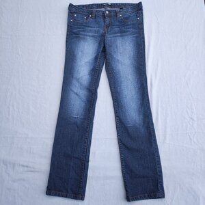 Seductions FD jeans women's junior size 9 indigo blue colour straight distressed